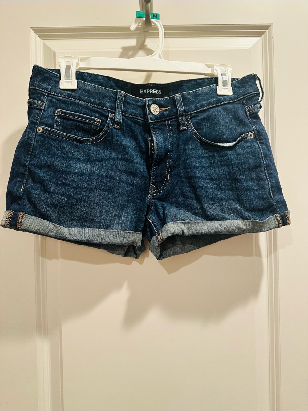 Express Women's Roll-Cuff Indigo Denim Shorts